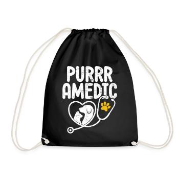 Purrramedic Funny Veterinary Medicine Pet Care - Drawstring Bag - black - Front