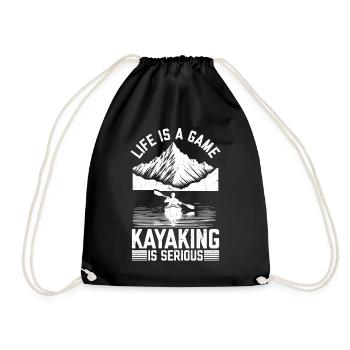 Life is a game Kayaking is serious - Canoeing - Drawstring Bag - black - Front