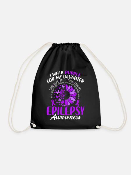 Je porte du violet pour ma fille Ruban violet - Sac de sport léger - noir