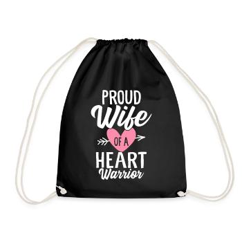 Proud Wife Of A Heart Warrior Cardiology Wife - Drawstring Bag - black - Front