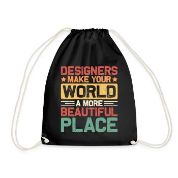 Designer - Drawstring Bag - black - Front