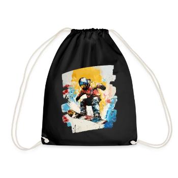 Snowboarder powder snow - Drawstring Bag - black - Front