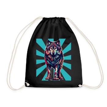 Retro Vintage Wolf Tattoo Wölfe - Turnbeutel - Schwarz - Vorne
