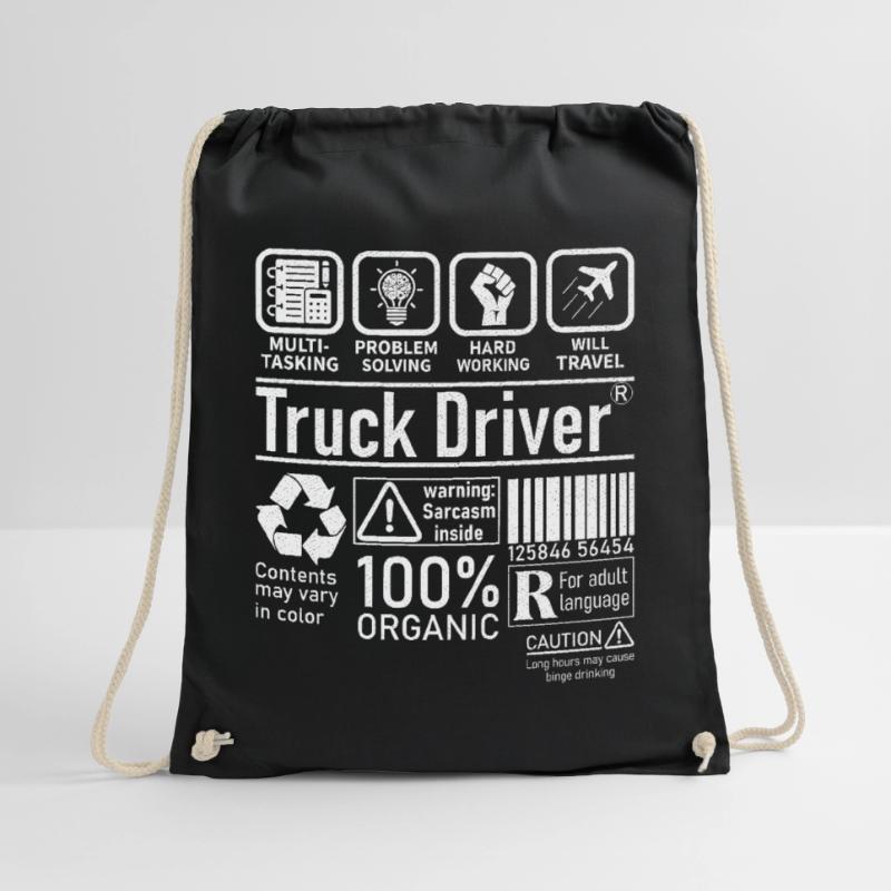 Truck Driver multi tasking problem solving Drawstring Bag