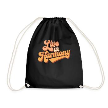 Live In Harmony Inspires Spirituality - Drawstring Bag - black - Front