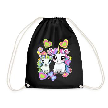 Licorne Licornes Cheval Chevaux Enfants - Sac de sport léger - noir - Devant