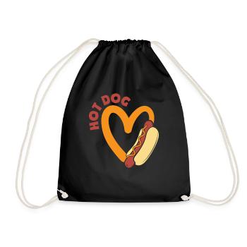 Hot Dog Lover Heart Design - Drawstring Bag - black - Front