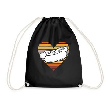 Retro Heart Hot Dog Lover - Drawstring Bag - black - Front