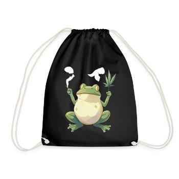 Grenouille avec joint et feuille de cannabis - Weed Frog - Sac de sport léger - noir - Devant