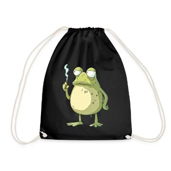 Lustiger Frosch mit Joint - Weed Frosch Design - Turnbeutel - Schwarz - Vorne
