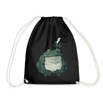 Fat Frog with Cannabis Leaf - Weed Frog - Drawstring Bag - black - Front
