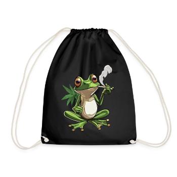 Grenouille avec joint et feuille de cannabis - Weed Frog D - Sac de sport léger - noir - Devant