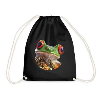Marihuana Frosch mit roten Augen - Weed Design - Turnbeutel - Schwarz - Vorne