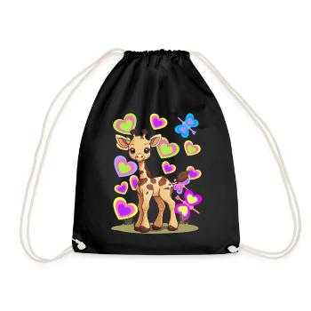 Giraffe Giraffe Child Children - Drawstring Bag - black - Front