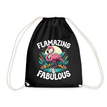 Flamazing & Fabulous! Flamingo - Drawstring Bag - black - Front
