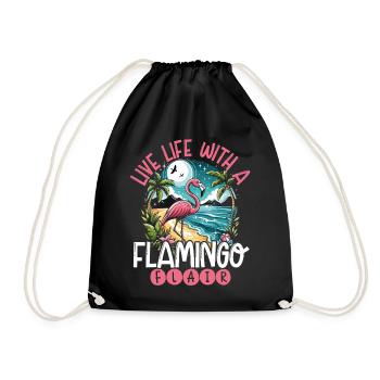 Live Life with a Flamingo Flair - Drawstring Bag - black - Front