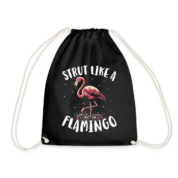 Strut Like a Flamingo - Drawstring Bag - black - Front