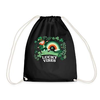 St. Patrick's Day Lucky Vibes Regenbogen - Turnbeutel - Schwarz - Vorne