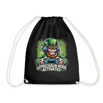 St. Patrick's Day Leprechaun Gamer Mode Enabled - Drawstring Bag - black - Front