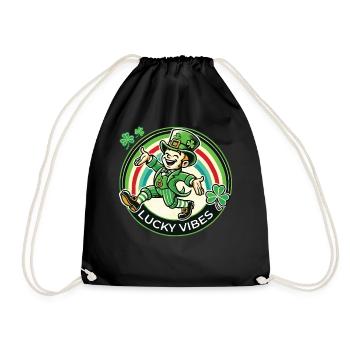 St. Patrick's Day Happy Vibes - Drawstring Bag - black - Front