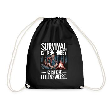 Survival ist kein Hobby es ist eine Lebensweise - Turnbeutel - Schwarz - Vorne