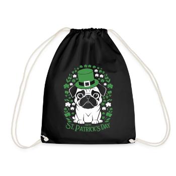 Pug St Patricks Day Mit Süßem Hund Und - Turnbeutel - Schwarz - Vorne