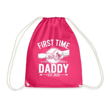 First time dad since 2025 - Drawstring Bag - fuchsia - Front