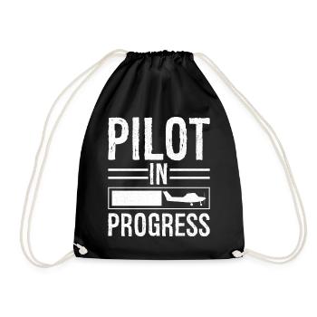 Pilot In progress - Drawstring Bag - black - Front
