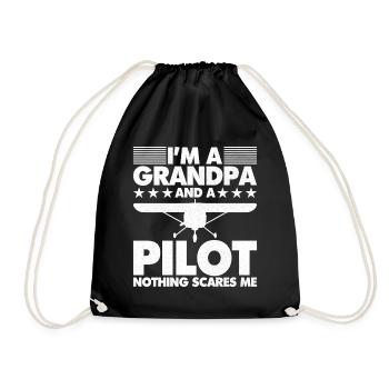 Je suis un papi et un pilote, rien ne me fait peur - Sac de sport léger - noir - Devant