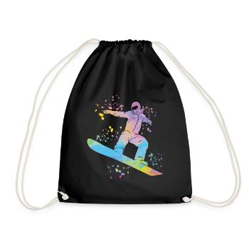 Snowboarder Snowboarding Snowboard - Drawstring Bag - black - Front