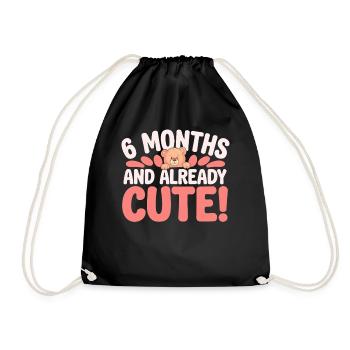 Half-year-old birthday six months and already sweet - Drawstring Bag - black - Front