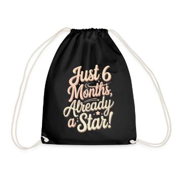 Already 6 months, already a star half-year-old - Drawstring Bag - black - Front