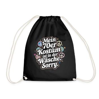 70er Jahre Kostüm Ist In Der Wäsche 70s Party 70er - Turnbeutel - Schwarz - Vorne