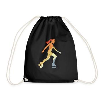 Vintage Roller Skating Girl Grafik - Turnbeutel - Schwarz - Vorne