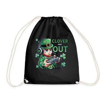 St. Patrick's Day Gaming Design Clover and Out - Drawstring Bag - black - Front