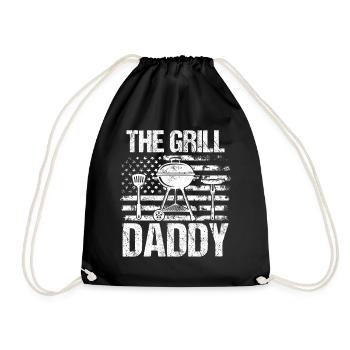 Grill Daddy American Flag BBG Funny Grilling - Drawstring Bag - black - Front