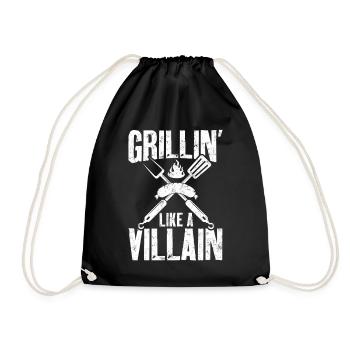Grillin Like A Villain Funny Meat Smoking BBQ - Drawstring Bag - black - Front