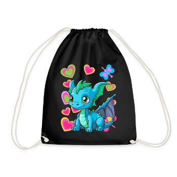 Baby Drache Drachen Kind Kinder - Turnbeutel - Schwarz - Vorne