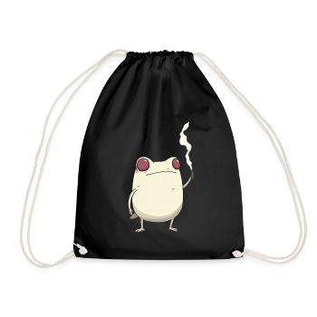 Frosch mit rotem Auge und Cannabisblüte - Turnbeutel - Schwarz - Vorne