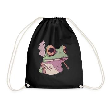 Frosch mit riesigen Augen und Joint - Weed Frosch - Turnbeutel - Schwarz - Vorne