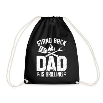 Stand Back Papa grillt Fleisch Räuchern Grillen - Turnbeutel - Schwarz - Vorne