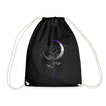 Mystical Rose Crescent Moon LGBTQ Asexual Flag Wic - Turnbeutel - Schwarz - Vorne