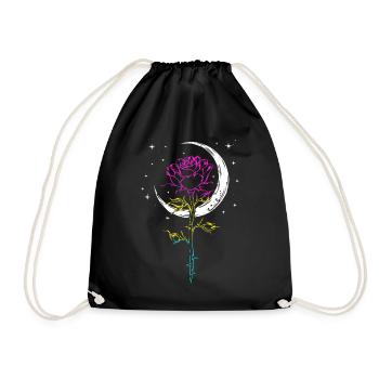Mystical Rose Crescent Moon LGBTQ Pansexual Flag W - Turnbeutel - Schwarz - Vorne
