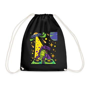 Dinosaur With Retro Vintage Nerd Geek Dino T-Rex - Drawstring Bag - black - Front