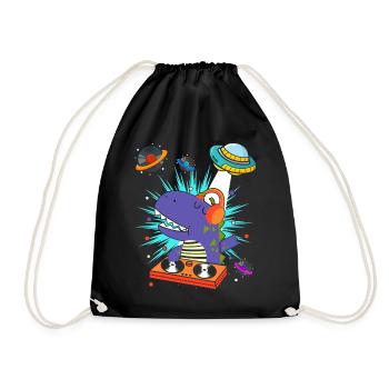 Dinosaur With Retro Vintage Nerd Geek Dino T-Rex - Drawstring Bag - black - Front