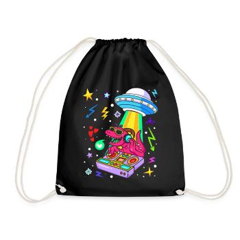 Dinosaur With Retro Vintage Nerd Geek Dino T-Rex - Drawstring Bag - black - Front