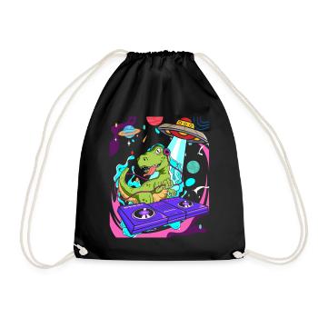 Dinosaur With Retro Vintage Nerd Geek Dino T-Rex - Drawstring Bag - black - Front