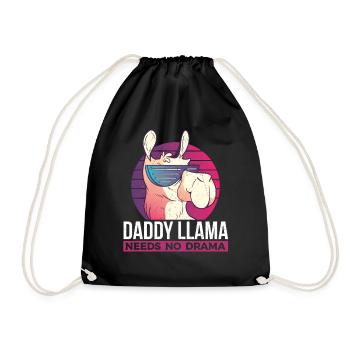 Daddy Llama Needs No Drama - Funny Llama Dad - Drawstring Bag - black - Front