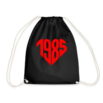 1985 Herz Jahr 1985 Geschenk zum 40. Geburtstag - Turnbeutel - Schwarz - Vorne