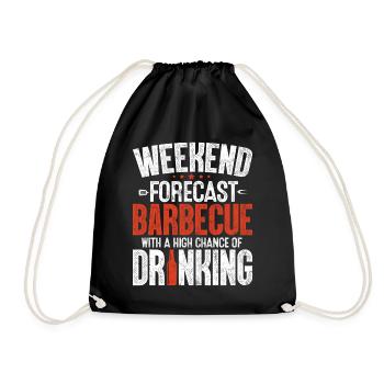 Weekend Forecast BBQ Smoker Funny Drinking - Drawstring Bag - black - Front